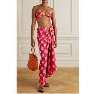 Fisch 'Turismo' pareo/ sarong/ coverup with printed hibiscus flowers